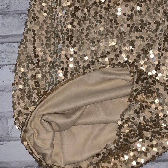 Symphony Gold Sequin Mini Strapless Dress - Picture 6 of 8
